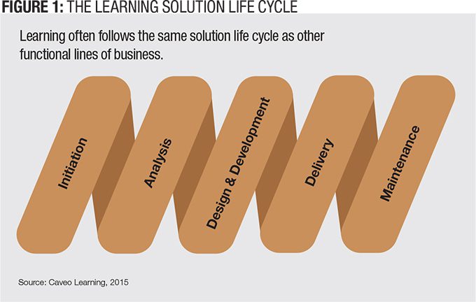 Figure 1: The Learning Solution Life Cycle (Source: Caveo Learning, 2015)