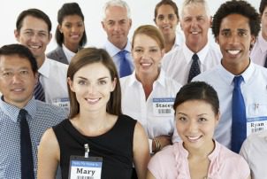 Portrait Of Group Of Happy And Positive Business People