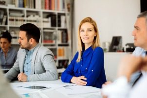 Successful ceo businesswoman working with employees