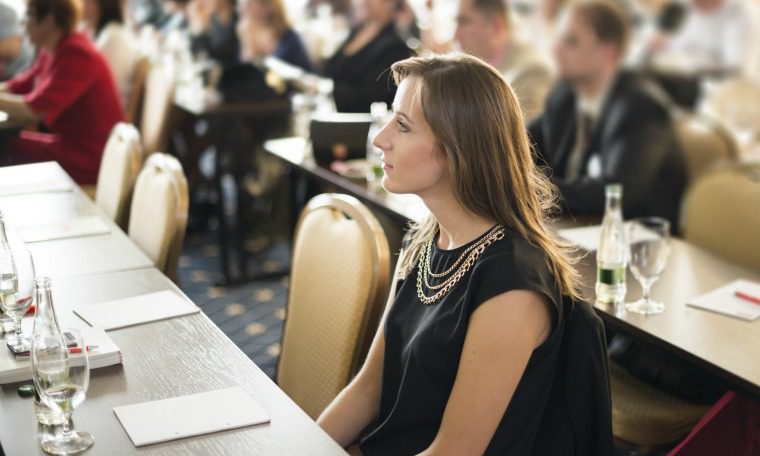 Indoor business conference for managers.