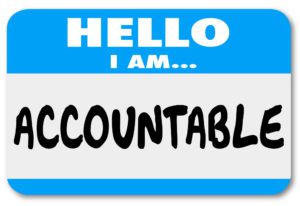 Hello I Am Accountable words on a name tag sticker 